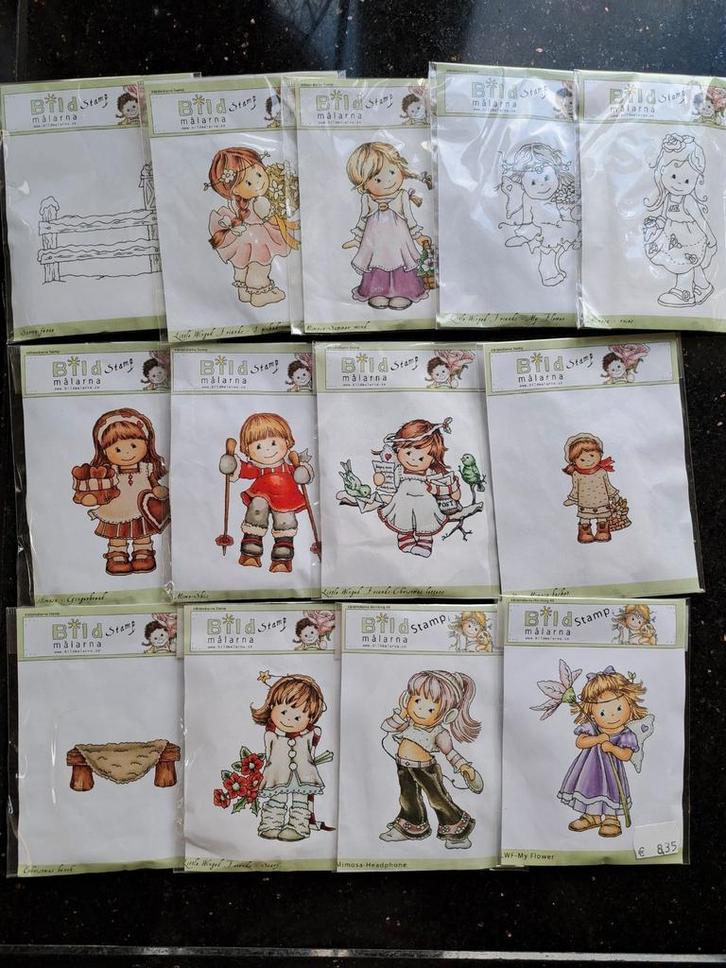 RUBBER STEMPEL WINTER BILDMALARNA STAMP INKLEUREN MEISJES, Hobby en Vrije tijd, Stempelen, Zo goed als nieuw, EZ-mounted stempel