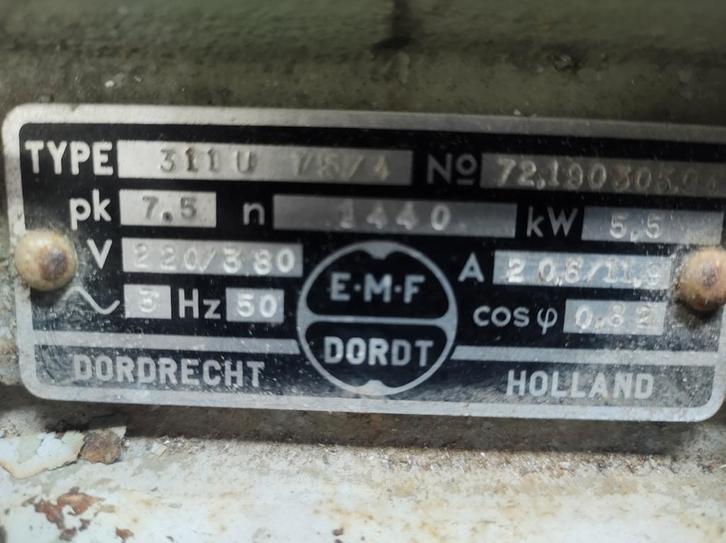 EMF Elektromotor 7.5pk, Doe-het-zelf en Verbouw, Motoren, Gebruikt, Elektromotor, Ophalen of Verzenden