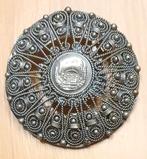 Vintage Turkse Zilverkleurige Blauwe Moskee Medaillon, Overige materialen, Gebruikt, Ophalen of Verzenden, Zilver