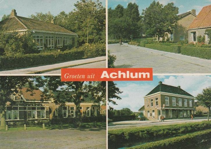 ACHLUM School Huizen Hotel Groeten, Verzamelen, Ansichtkaarten | Nederland, Gelopen, Friesland, 1980 tot heden, Verzenden