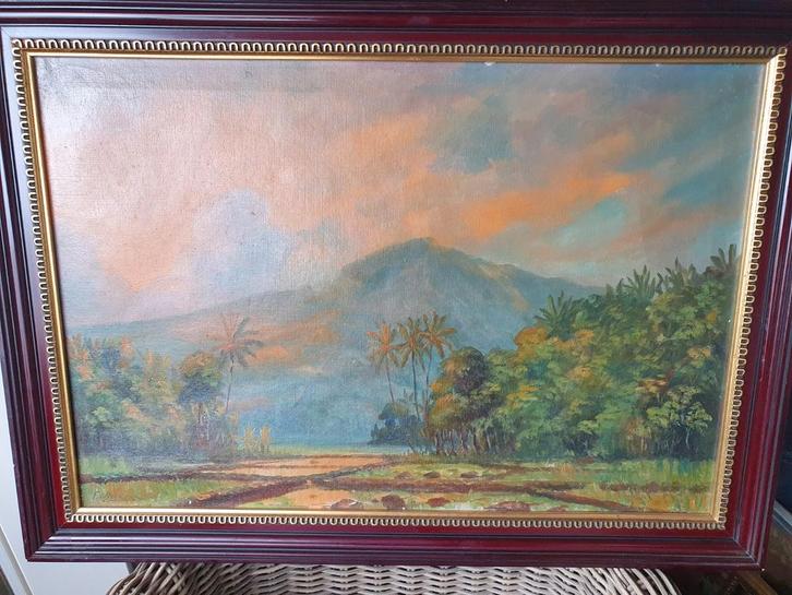 Schilderij Tropisch Landschap - F.V. Doornick, Antiek en Kunst, Kunst | Schilderijen | Klassiek, Ophalen of Verzenden