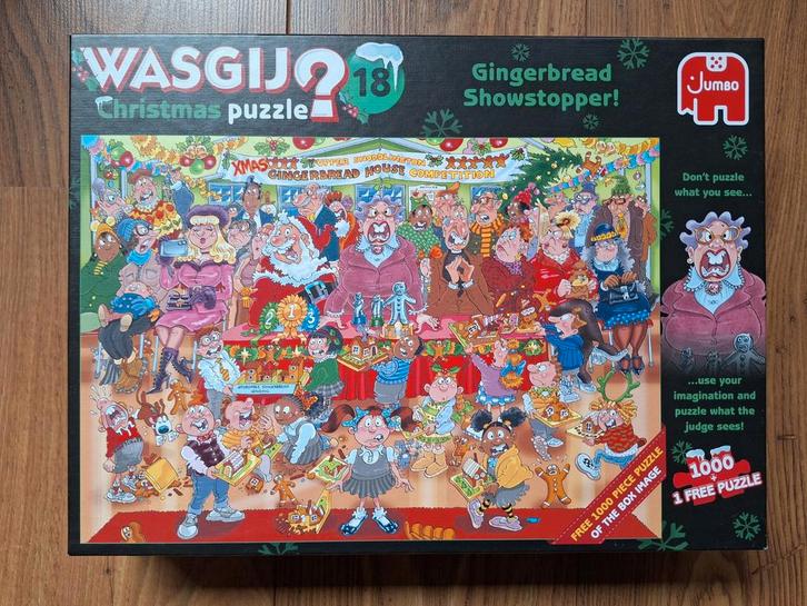 Wasgij Christmas 18 - Gingerbread Showstopper, Hobby en Vrije tijd, Denksport en Puzzels, Zo goed als nieuw, 500 t/m 1500 stukjes