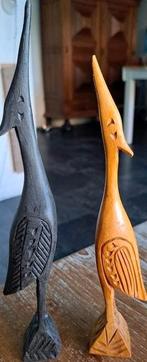 Vintage houten koppel kraanvogels gedetailleerd 27 cm hoog, Ophalen of Verzenden, Gebruikt, Dier