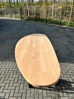 Organische Kiezel eettafel 300x120x3 schuin verjongd eiken, Ophalen, 100 tot 150 cm, Eikenhout, Vijf personen of meer