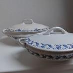2 ovale dekschalen blauw wit, Antiek en Kunst, Ophalen of Verzenden