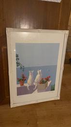„Mooi wit schilderij met katten, te koop, Ophalen of Verzenden