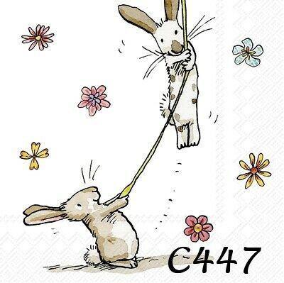 Servetten decoupage/bullet journal – haasjes met ballon C447, Hobby en Vrije tijd, Knutselen, Nieuw, Materiaal, Verzenden