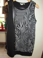F347 Miss Etam mt XXL jurk zwart grijs jersey mouwloos, Verzenden, Zwart, Maat 46/48 (XL) of groter, Zo goed als nieuw