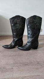 Café Noir black metalic western laarzen mt. 38, Kleding | Dames, Ophalen of Verzenden, Zo goed als nieuw, Zwart, Hoge laarzen