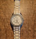 Wit horloge met steentjes, Sieraden, Tassen en Uiterlijk, Horloges | Dames, Ophalen of Verzenden, Zo goed als nieuw, Staal, Overige merken