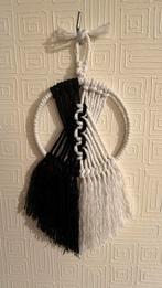 Macrame dromenvanger, zwart/wit, 10 cm diameter, Ophalen of Verzenden, Nieuw