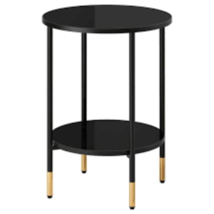 Ikea ÄSPERÖD Tafeltje, zwart/glas zwart, 45 cm, Huis en Inrichting, Tafels | Salontafels, Zo goed als nieuw, 50 tot 75 cm, Minder dan 50 cm