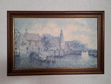 Schilderij S.Schaeffer- gezicht op Delfshaven, Rotterdam beschikbaar voor biedingen