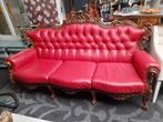 Leren 3 zits barok bank izgs, Huis en Inrichting, Banken | Bankstellen, Ophalen of Verzenden, Gebruikt, 75 tot 100 cm, Tweepersoons