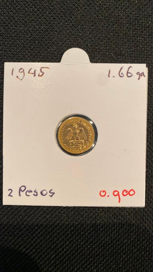 Mexicaanse 2 pesos en 5 pesos goud, Postzegels en Munten, Munten | Amerika, Losse munt, Zuid-Amerika, Goud, Ophalen of Verzenden