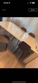 Hoogglans tafel verhard glas! + 4 stoelen, Huis en Inrichting, Tafels | Eettafels, Gebruikt, Glas, 150 tot 200 cm, Rechthoekig
