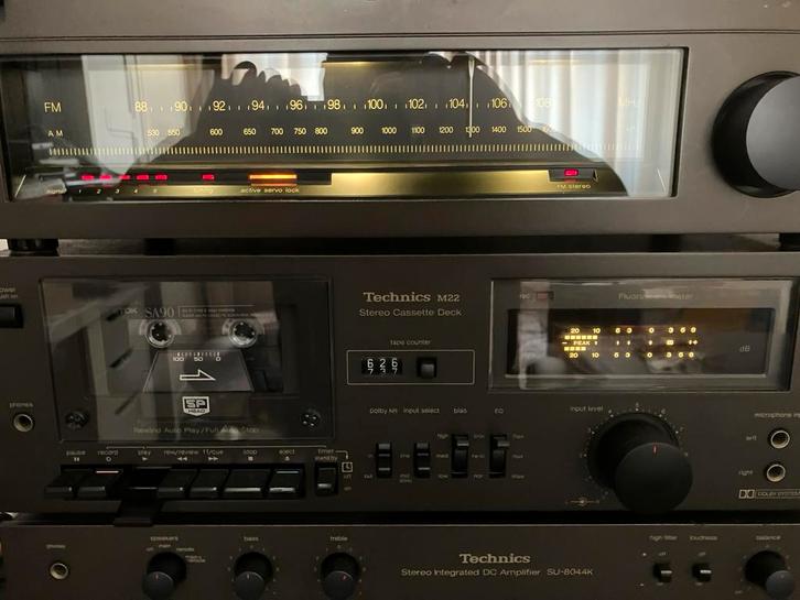 (1979) Technics SU-8044K + ST-8044K + SR-M22 – geserviced, Audio, Tv en Foto, Stereo-sets, Zo goed als nieuw, Cassettedeck, Tuner of Radio