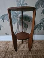 Eikenhouten vintage art deco plantentafel / bijzettafel, Ophalen, Minder dan 55 cm, Gebruikt, Art deco