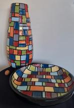 Groot formaat Mondriaan decor handgemaakte vaas en schaal, Antiek en Kunst, Ophalen of Verzenden