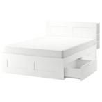 Ikea Brimnes bed 140x200cm met hoofdbord ZONDER LADES, Huis en Inrichting, Slaapkamer | Bedden, Ophalen, Gebruikt, Wit, Tweepersoons