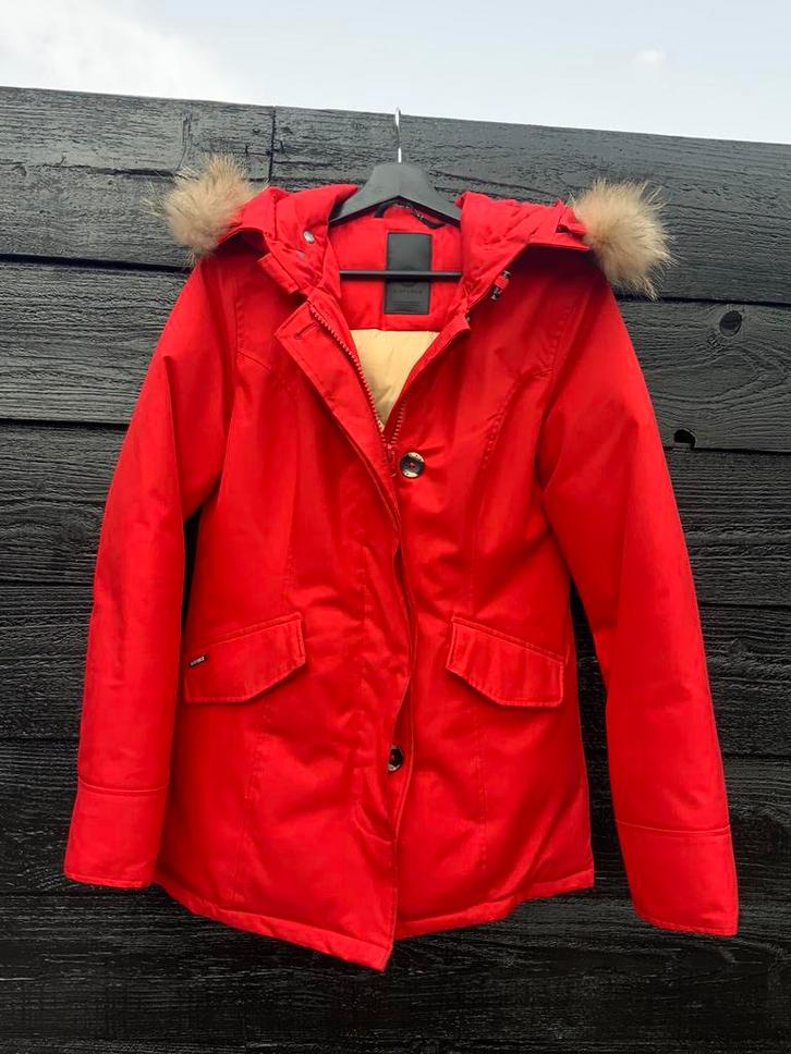 Rode Air Force jas, maat M, Kleding | Dames, Jassen | Winter, Zo goed als nieuw, Maat 38/40 (M), Rood, Ophalen of Verzenden