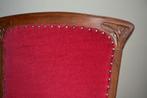 Prachtige antieke Art Deco fauteuil, stoel met rood velours, Verzenden