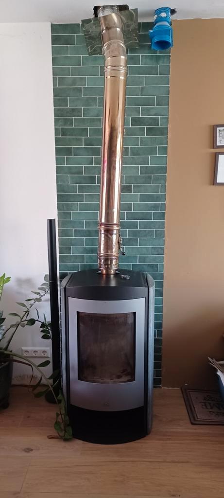speksteen kachel voor hout inclusief pijpen rvs, Huis en Inrichting, Haarden, Gebruikt, Houthaard, Ophalen