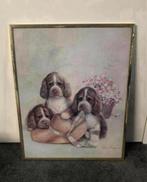 Schilderij met hondjes 50x40cm, Minder dan 50 cm, 50 tot 75 cm, Ophalen of Verzenden, Zo goed als nieuw