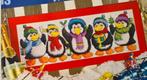 5 Pinguïns op een rij Kerst borduurpatroon, Ophalen, Nieuw, Handborduren, Patroon