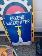Emaille bord erkend waterfitter, Ophalen of Verzenden, Zo goed als nieuw, Reclamebord