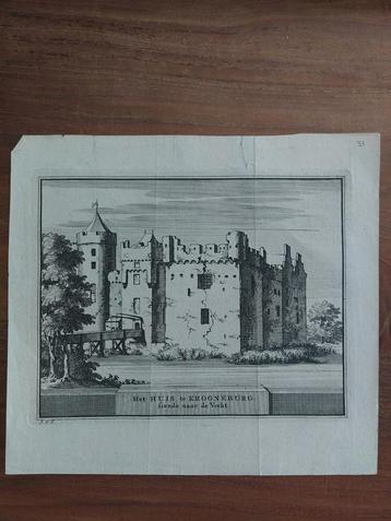 31 Huis te Krooneburg aan de Vecht - Originele gravure 1736 beschikbaar voor biedingen