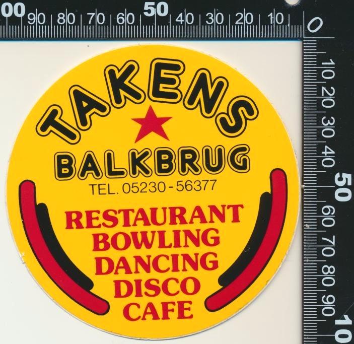 Sticker: Takens Dancing Disco Cafe - Balkbrug, Verzamelen, Stickers, Zo goed als nieuw, Bedrijf of Vereniging, Ophalen of Verzenden