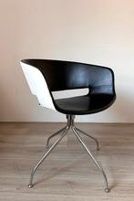 6 Andreu World Ronda designstoelen zwart/wit leer, Huis en Inrichting, Stoelen, Ophalen, Gebruikt, Wit, Leer