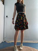 Vintage Zwarte Zomerrok Flower Skirt, Ophalen, Zwart, Zo goed als nieuw