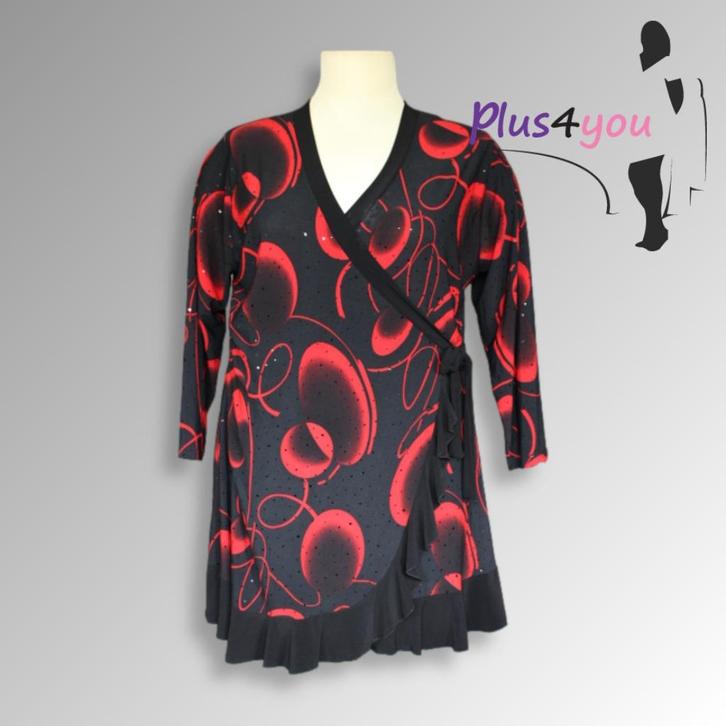 30591 Zgan Wikkel tuniek Magna mt 52  K14, Kleding | Dames, Grote Maten, Zo goed als nieuw, Blouse of Tuniek, Zwart, Ophalen of Verzenden