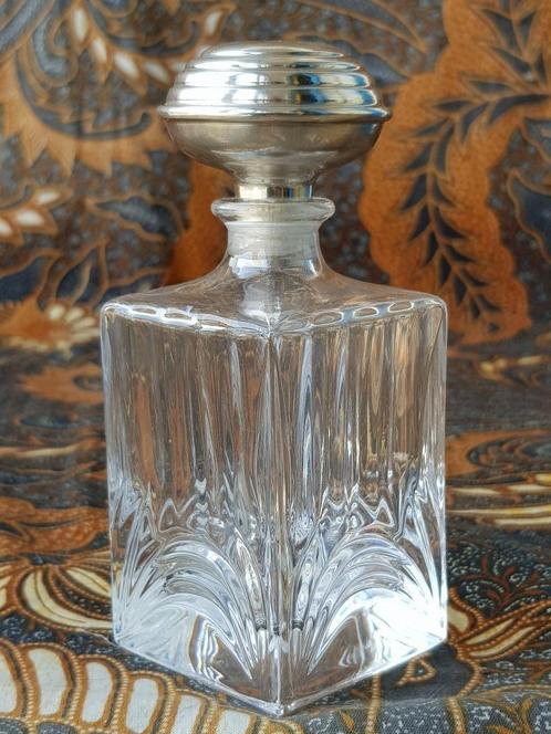 Mooie Nederlandse stopfles van kristal met dop van zilver., Antiek en Kunst, Antiek | Woonaccessoires, Ophalen of Verzenden