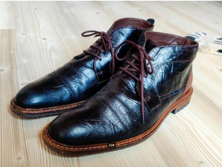Floris van Bommel Halfhoge veterschoen maat 9,5 z.g.a.n., Kleding | Heren, Schoenen, Zo goed als nieuw, Boots, Zwart, Ophalen of Verzenden