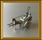 Miniatuur zilveren sjees: paard en wagen, Antiek en Kunst, Ophalen of Verzenden, Zilver