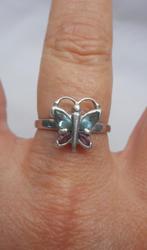 Zilveren ring vlinder met stenen maat 17.25 nr.1551