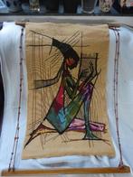 Wandkleed kruisteek:"Vrouw met muziekinstrument"., Ophalen of Verzenden, Gebruikt