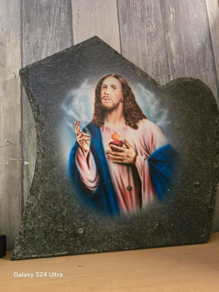 Jezus Beeld op een Granieten plaat, Antiek en Kunst, Antiek | Religie, Ophalen