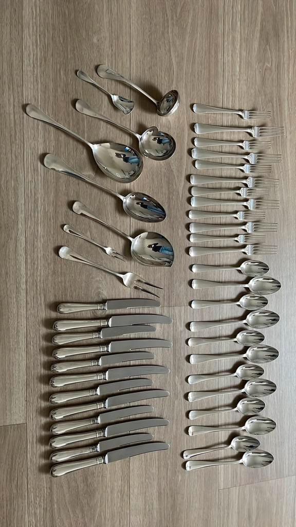 Verzilverd bestek Keltum Hollands glad, model P1, Huis en Inrichting, Keuken | Bestek, Zo goed als nieuw, Zilver, Ophalen of Verzenden