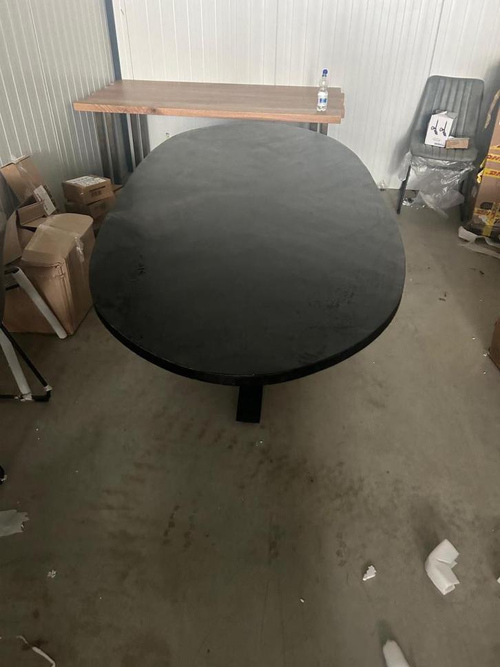 Eiken eettafels 220/240cm zwart met verschillende poten, Huis en Inrichting, Tafels | Eettafels, Gebruikt, 50 tot 100 cm, 200 cm of meer