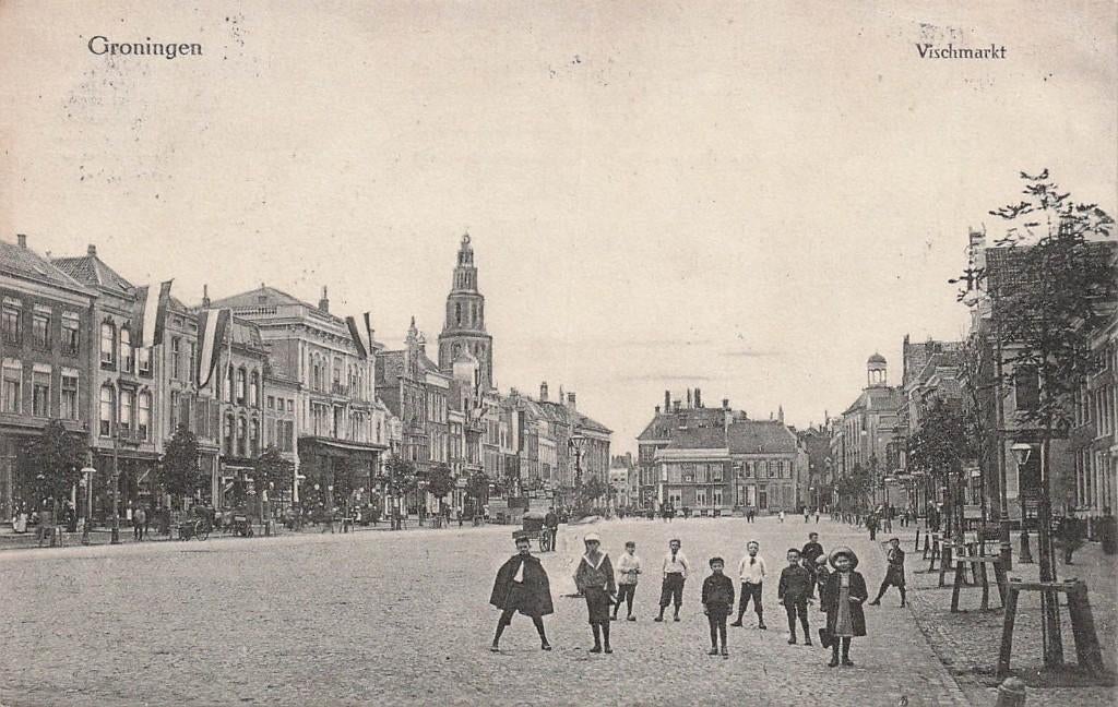 JN200 Groningen Vischmarkt 1911, Verzenden, Voor 1920, Gelopen, Groningen