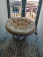 Papasan stoel rotan met kussen crème/beige – fauteuil, Ophalen, Gebruikt, 100 tot 125 cm, 100 tot 125 cm