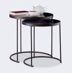 Bijzettafel bruin/zwart - metaal/glas set van 2 stuks, Ophalen, Nieuw