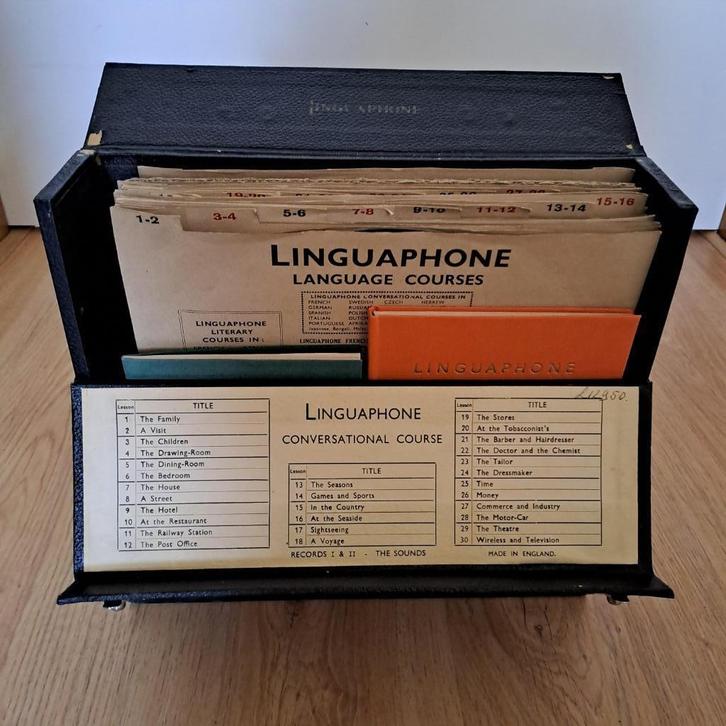 Linguaphone cursus Frans, compleet met lesboekje, vintage, Boeken, Studieboeken en Cursussen, Gelezen, Niet van toepassing, Alpha