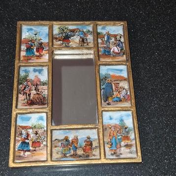 Peruaanse spiegel met achter glas beschildering  beschikbaar voor biedingen
