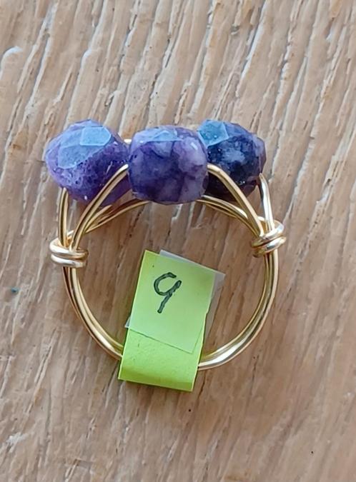 Ring met natuurlijke amathiststeen , maat 9, Sieraden, Tassen en Uiterlijk, Ringen, Nieuw, Dame, Kleiner dan 17, Paars, Overige materialen