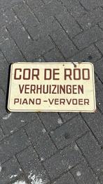 Emaille bord Cor De Roo verhuizingen Piano vervoer, Ophalen of Verzenden, Zo goed als nieuw, Reclamebord